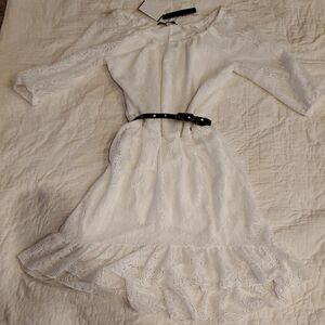 NWT Heart Soul White Lace Dress with Black Belt sz Small